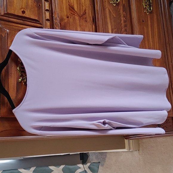 🌻 Long Sleeve Lilac Pastel Slinky XL V-Neck Top - Picture 2 of 5